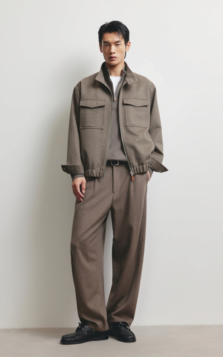 杰克琼斯秋冬男装新款毛呢大衣外套羊毛混纺保暖时尚休闲高端商务