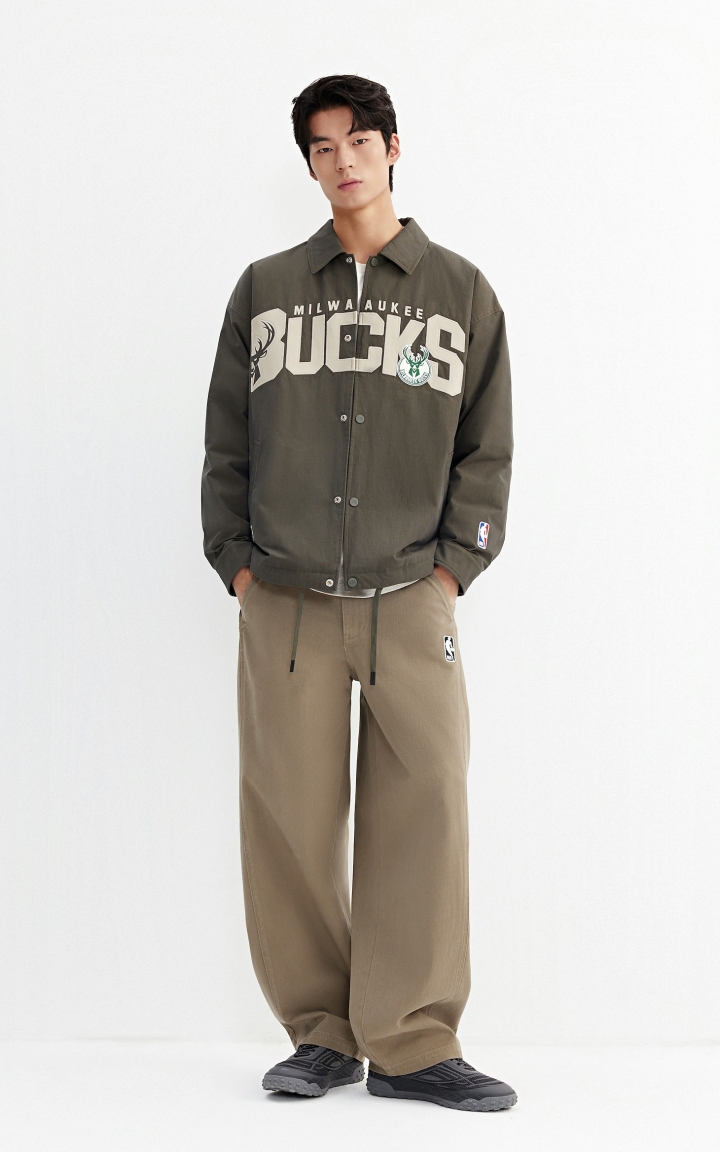 【NBA雄鹿队】杰克琼斯冬男装新款羽绒服拼接翻领休闲风通勤外套